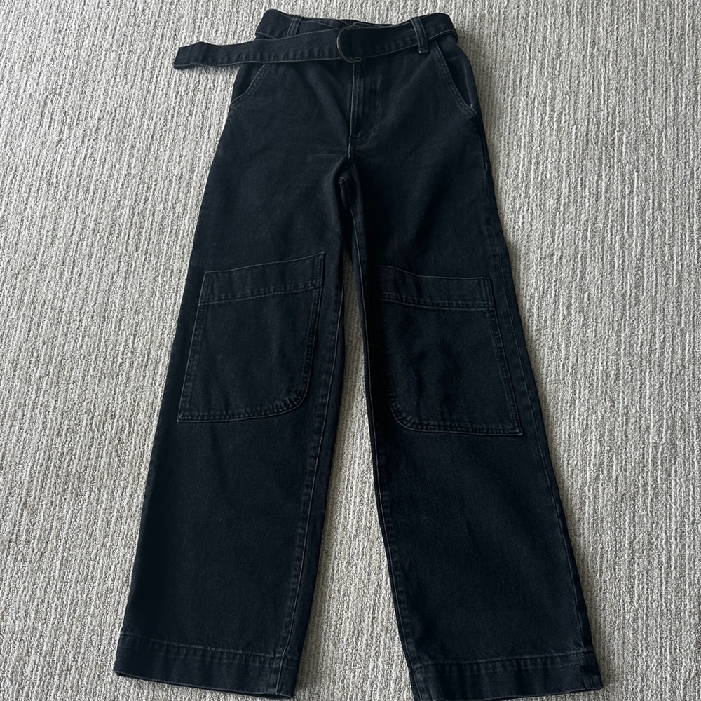 Zara Black High-Rise Wide-Leg Jeans size eur 32, U.S. 0